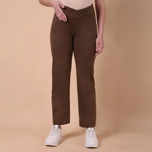 Maternity Comfy Straight Pant - Adjustable waist - Brown
