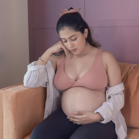 Maternity Lounge Bamboo Bra  (removable cups) - Coral rose