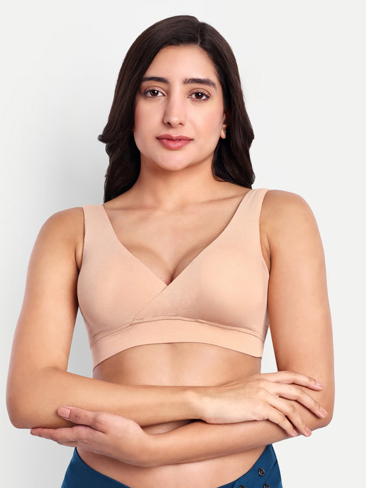 Maternity Lounge Bamboo Bra  ( removable cups ) Skin