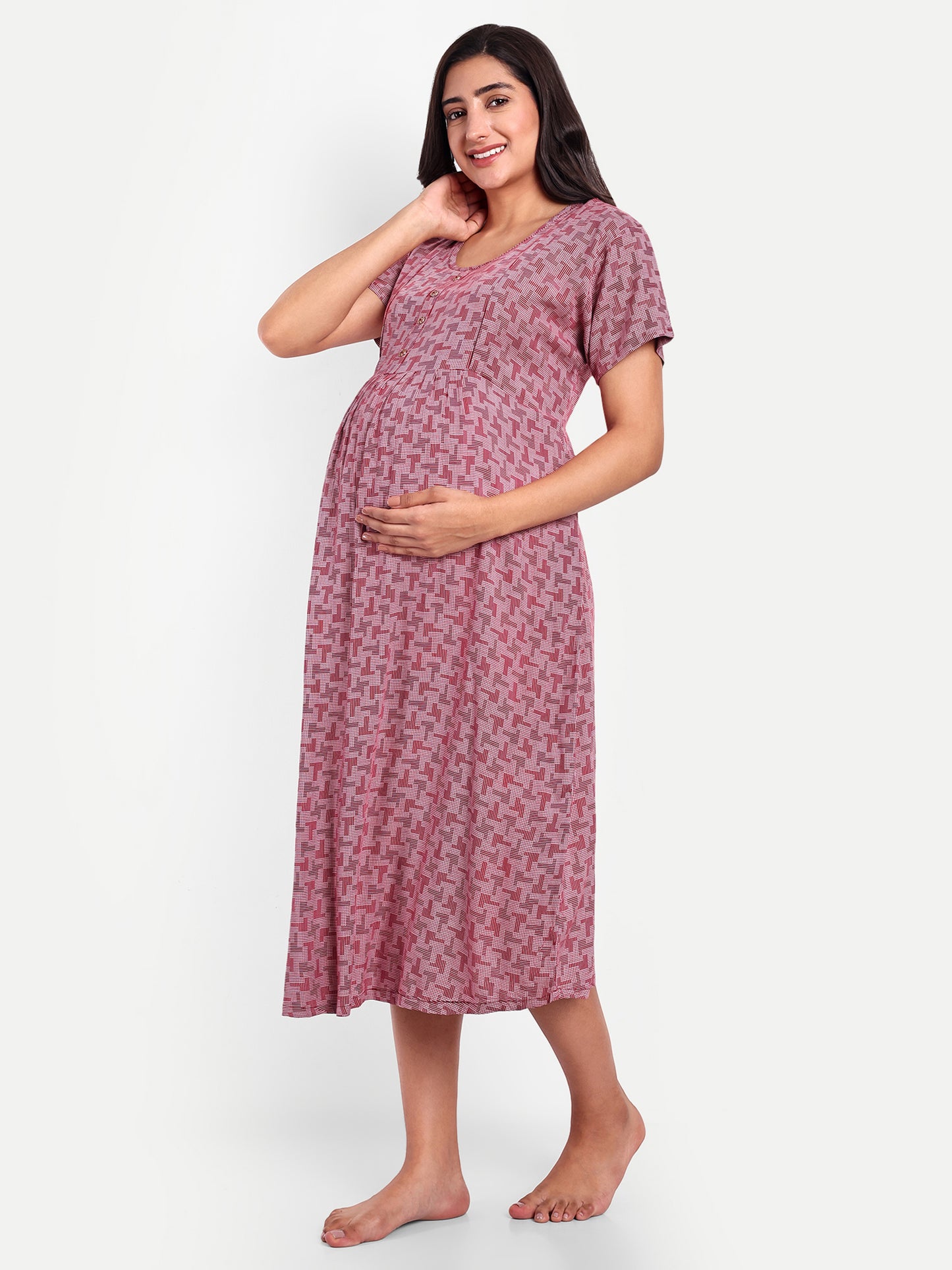 Carmine maternity and feeding dress