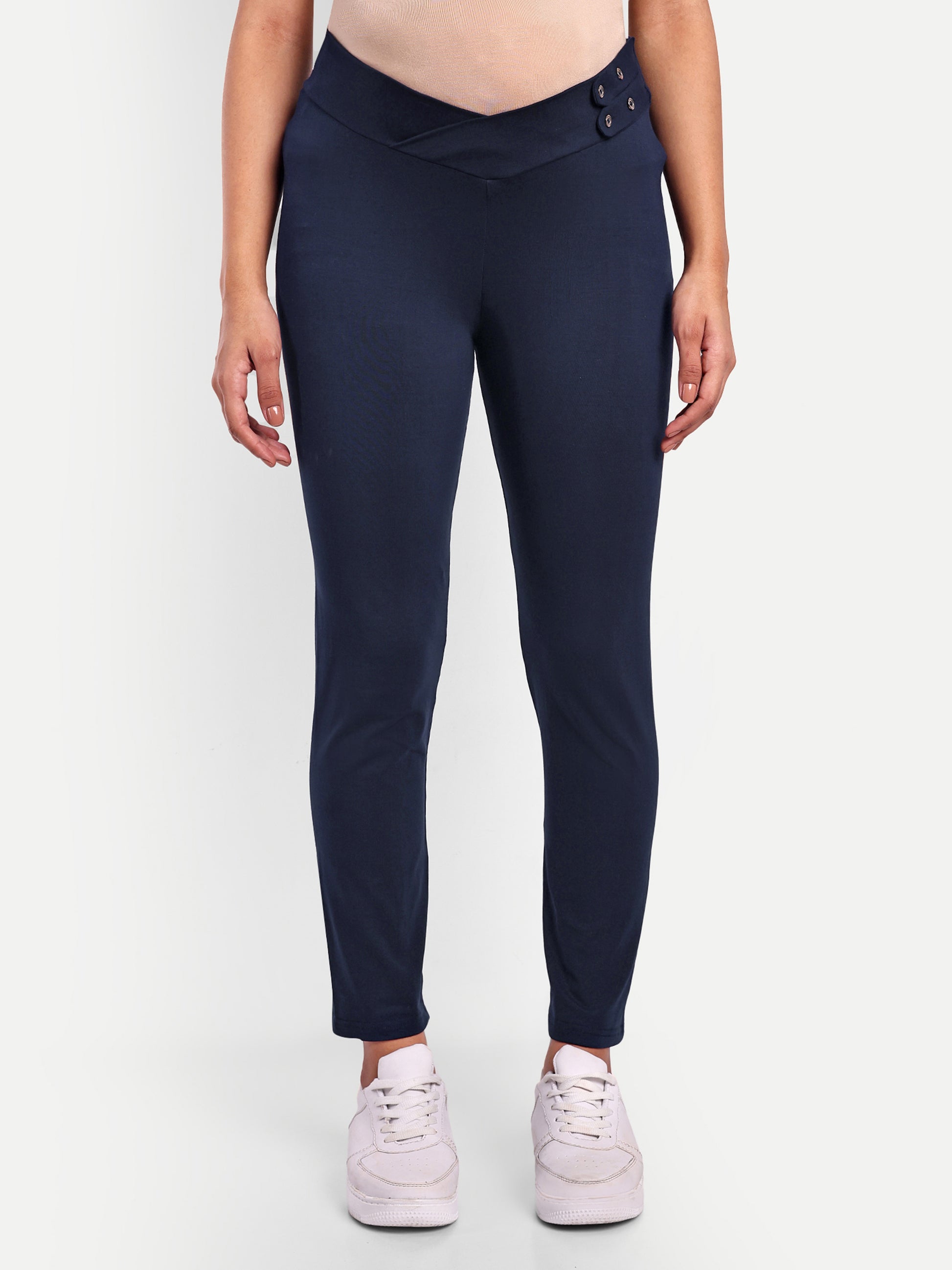 navy blue maternity dress pants Angel Maternity Zoe Maternity Straight Cut Ponti Work Pants in Navy