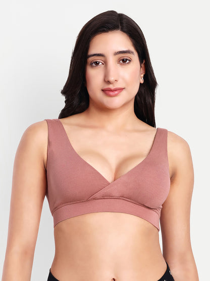 Maternity Lounge Bamboo Bra  (removable cups) Coral rose