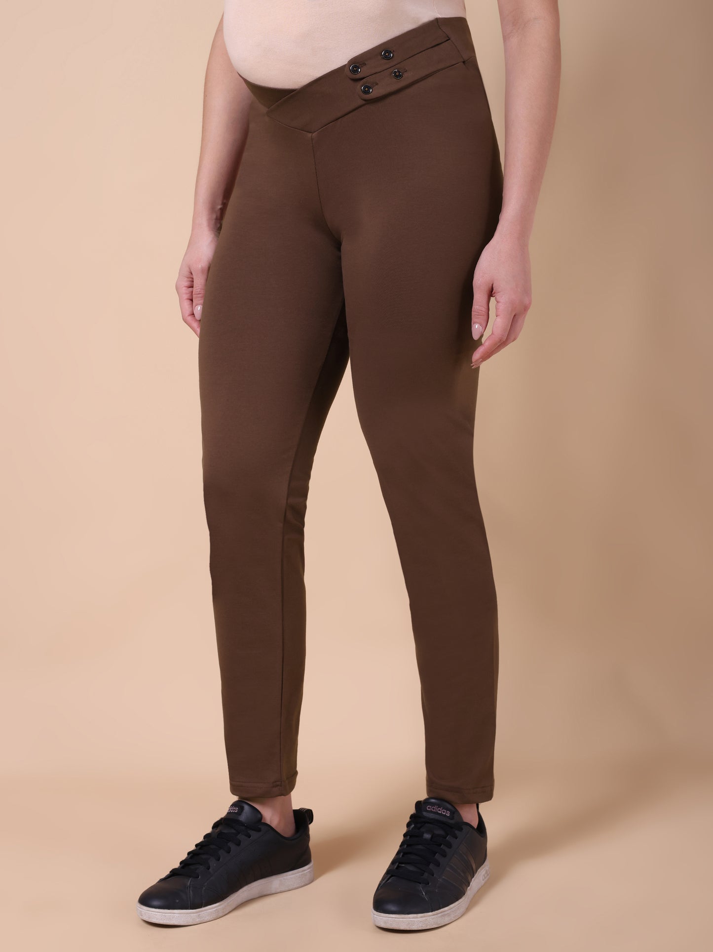 Maternity Comfy Pant - Adjustable waist Brown