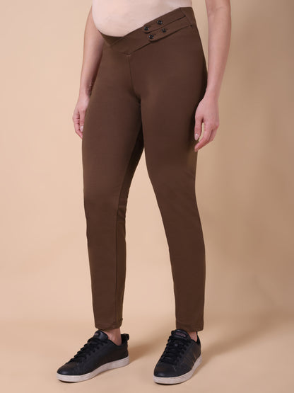 Maternity Comfy Pant - Adjustable waist Brown
