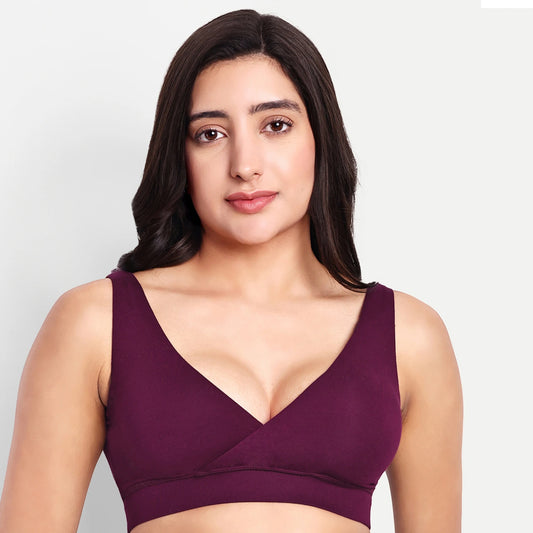 Maternity Lounge Bamboo Bra  (removable cups) - Wine