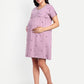 Dusk Voilet Maternity and Nursing lounge Short Nighty