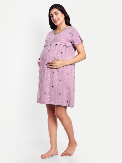 Dusk Voilet Maternity and Nursing lounge Short Nighty