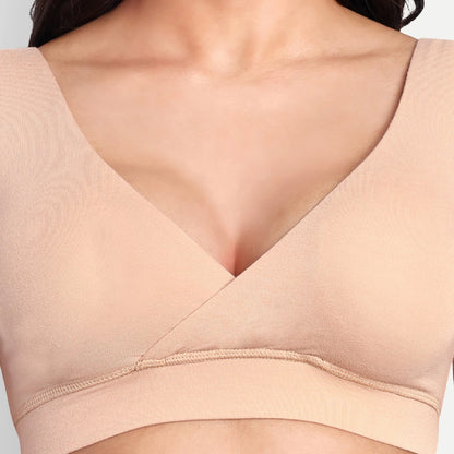 Maternity Lounge Bamboo Bra  (removable cups) - Skin