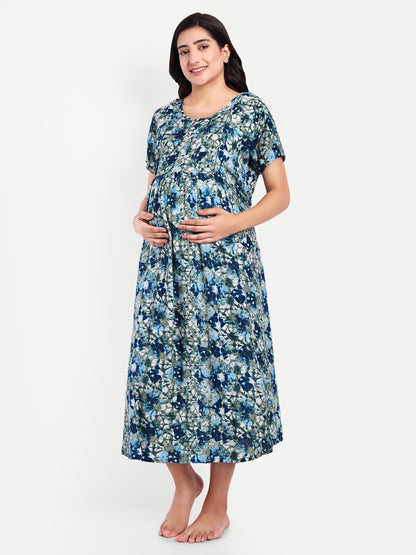 Seattle blue maternity and feeding dress