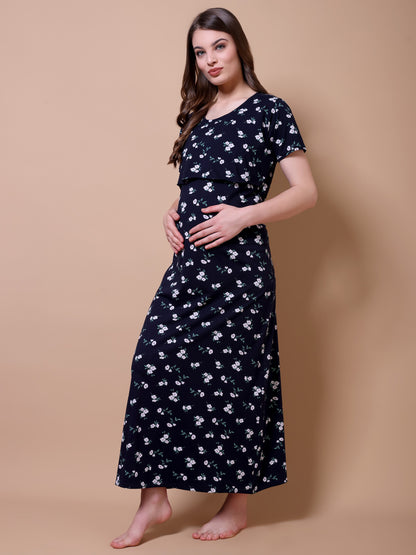Navy Flora Maternity and Lounge Nighty