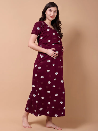Bloomique Maroon Maternity and Lounge Nighty
