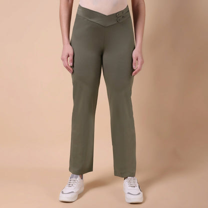 Maternity Comfy Straight Pant - Adjustable waist - Olive