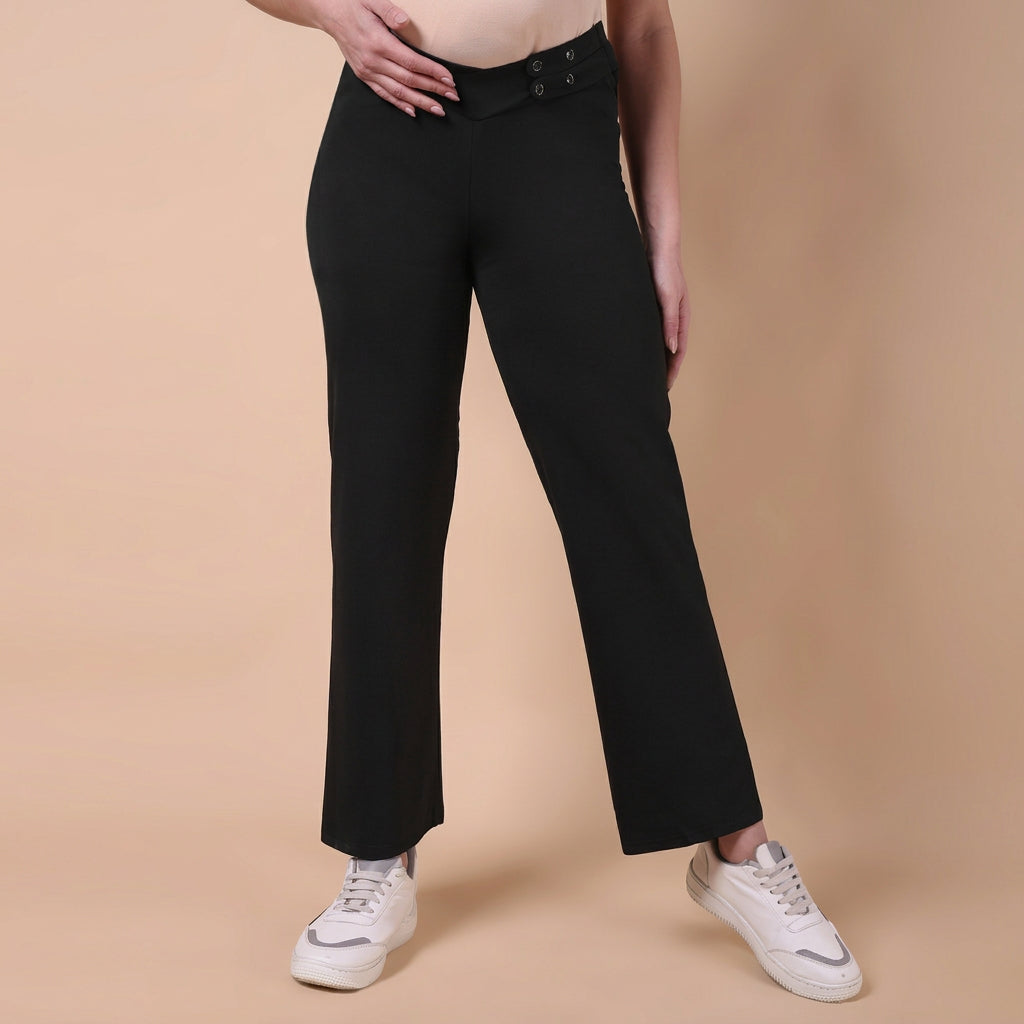 Maternity Comfy Straight Pant - Adjustable waist - Black