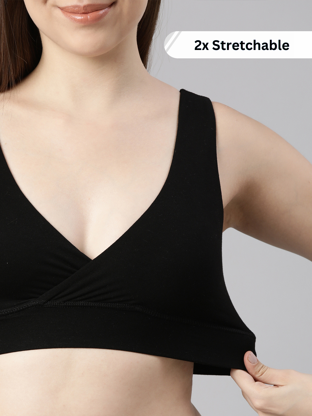 Maternity Lounge Bamboo Bra  ( removable cups ) Black