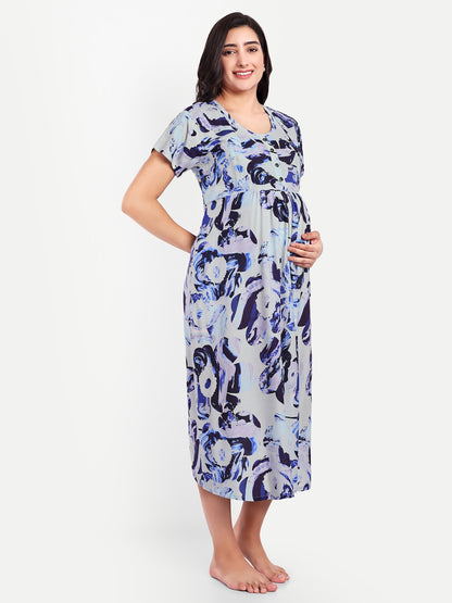 French Blue maternity and feeding dress