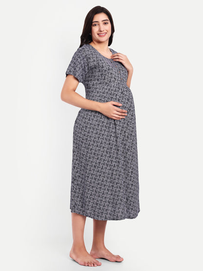 Indigio Quilt maternity and feeding dress