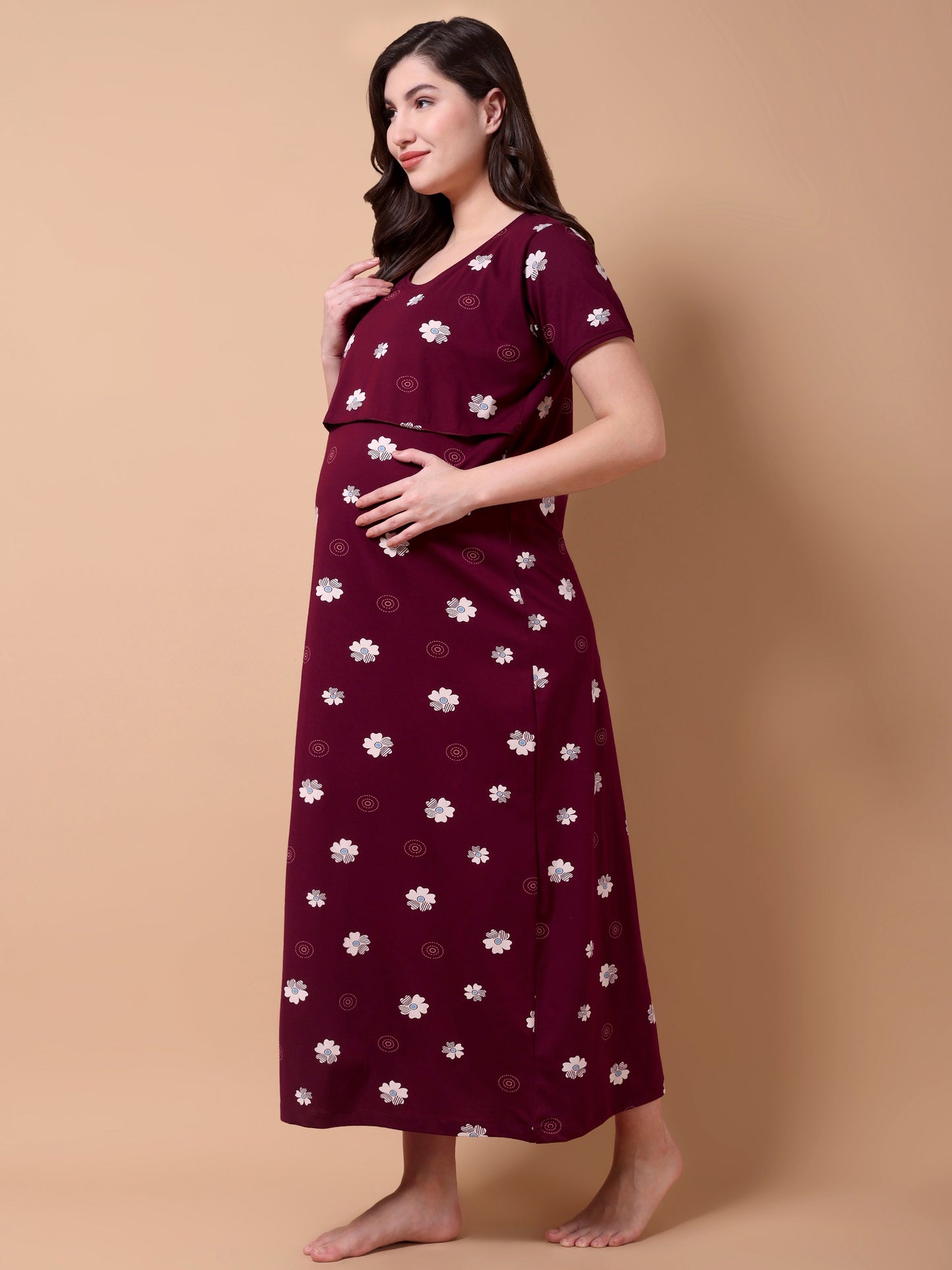 Bloomique Maroon Maternity and Lounge Nighty