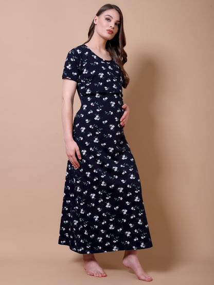 Navy Flora Maternity and Lounge Nighty