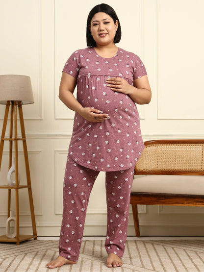 Dusty mauve Maternity Lounge Suit