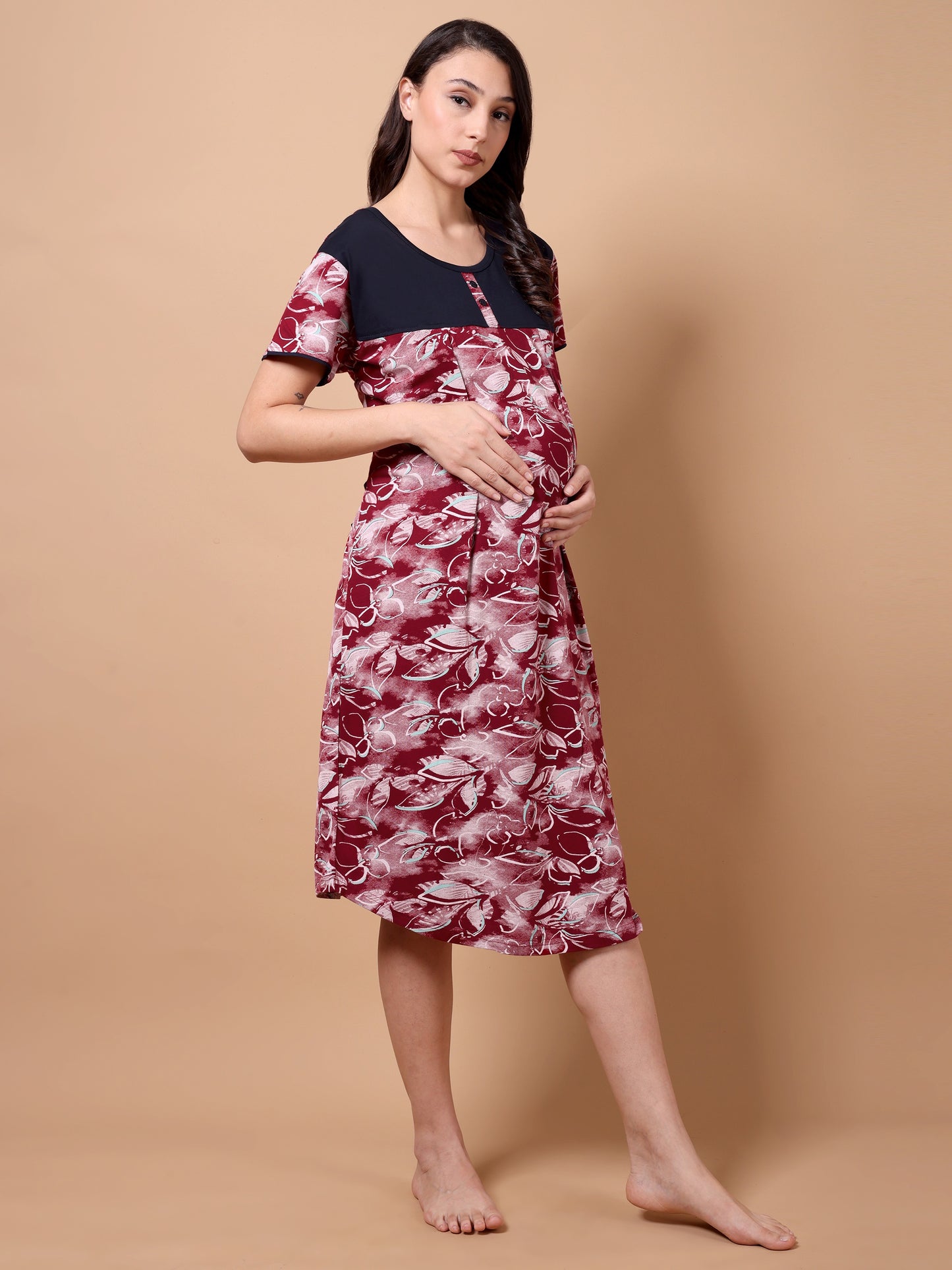 Imperial maroon Maternity and Lounge Nighty