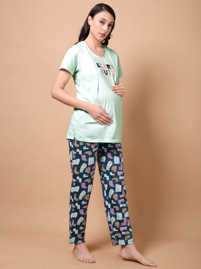 Berry cute maternity & nursing lounge night suit