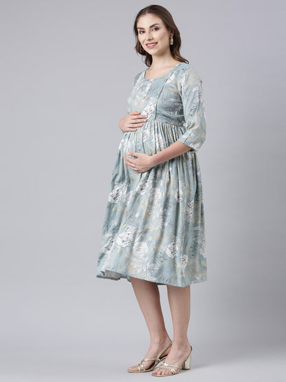 icy blue maternity and feeding dress