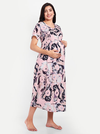 Western Peach maternity and feeding dress