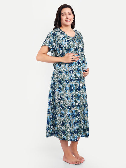 Seattle blue maternity and feeding dress