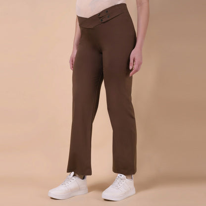 Maternity Comfy Straight Pant - Adjustable waist - Brown