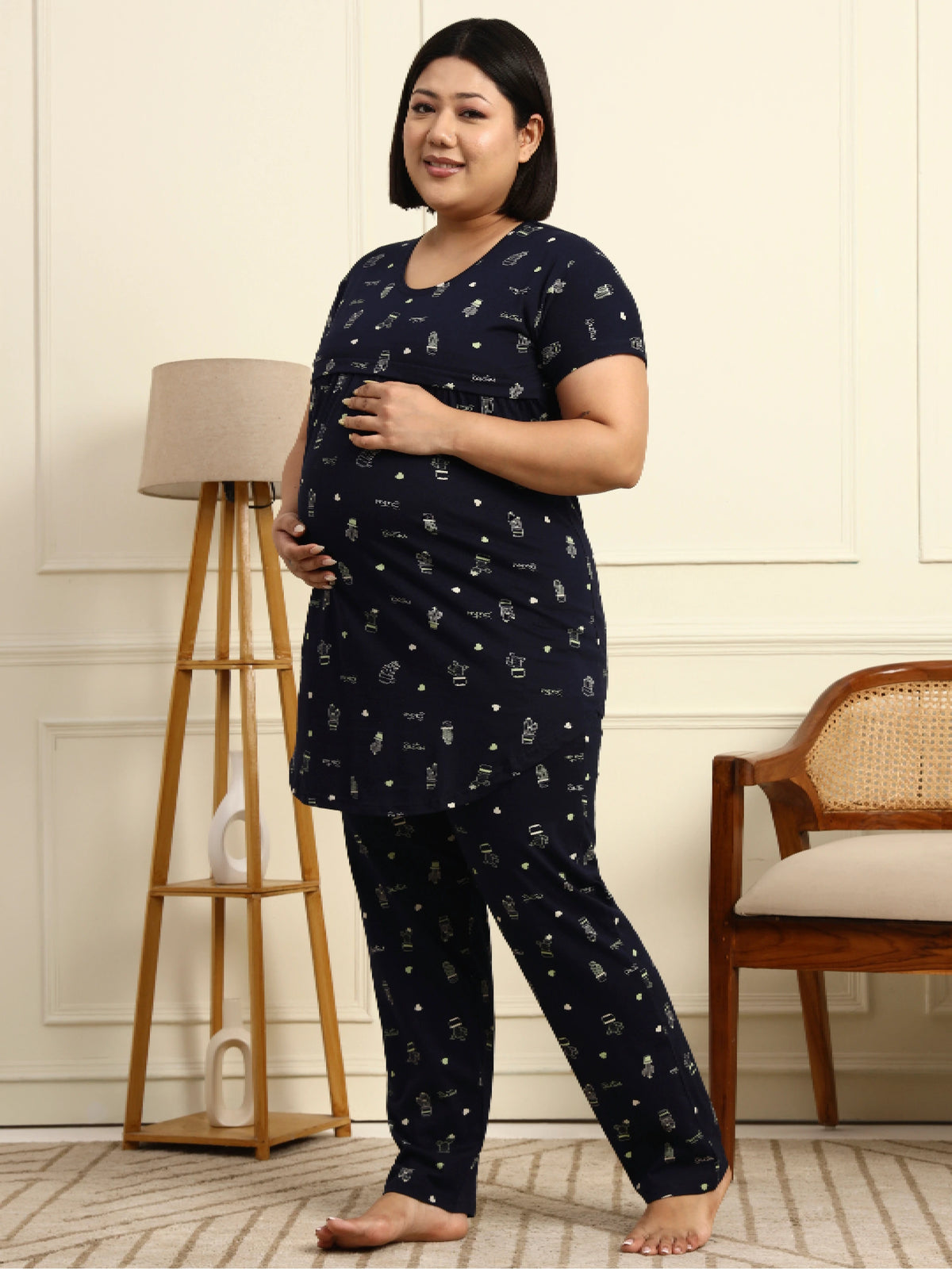 Heart scatter print Maternity Lounge Suit