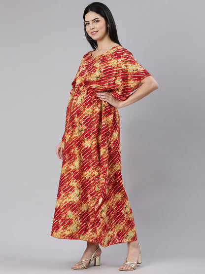 Mint Red Maternity and Nursing Kaftaan