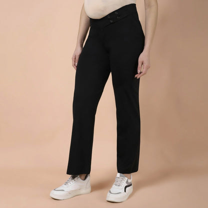 Maternity Comfy Straight Pant - Adjustable waist - Black