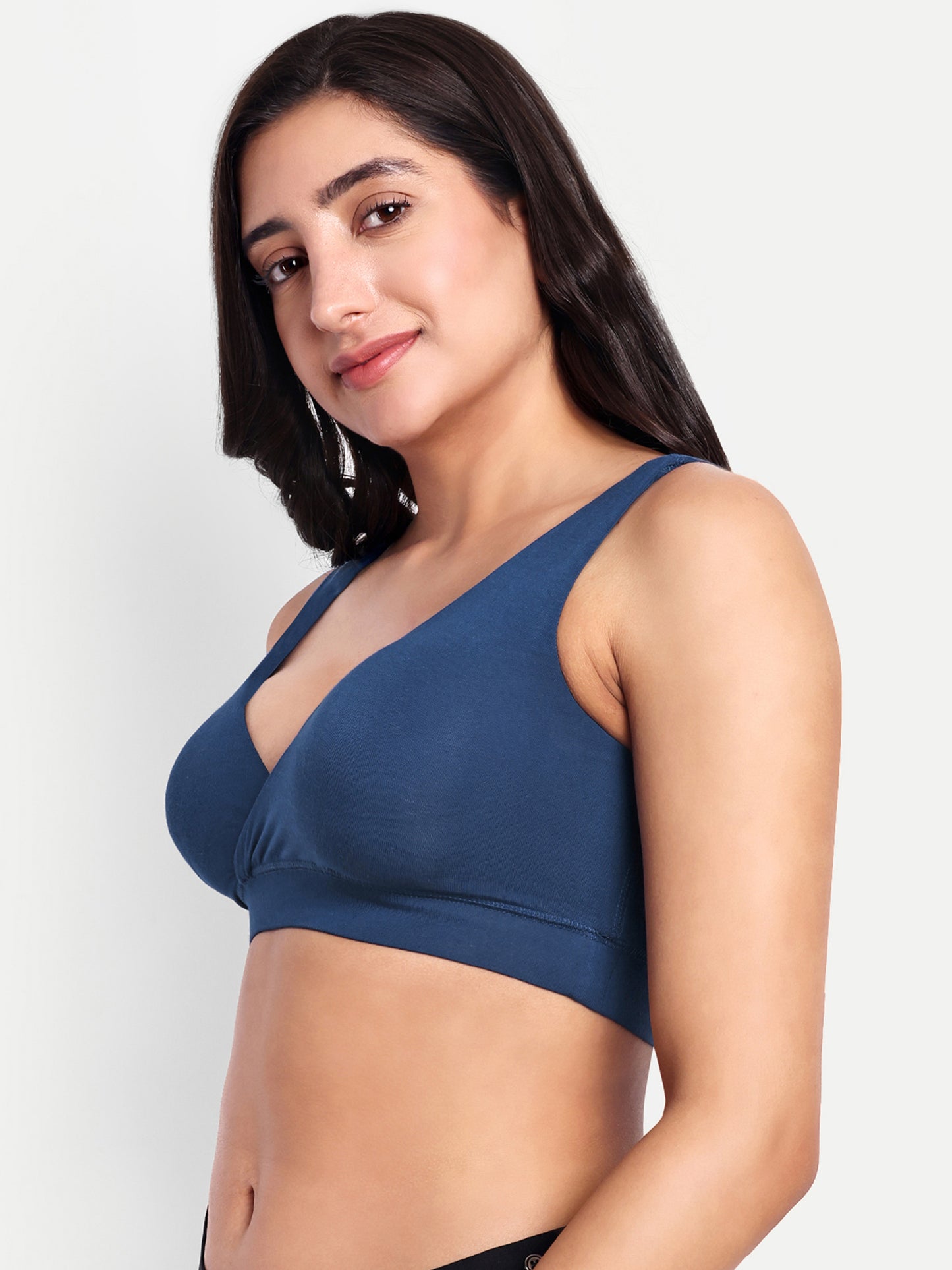 Maternity Lounge Bamboo Bra  ( removable cups ) Mid blue