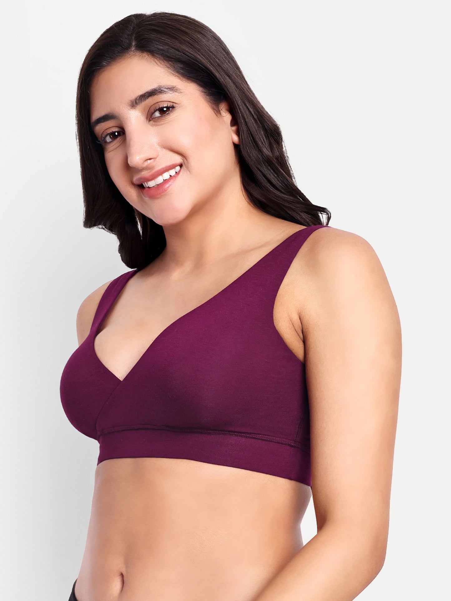 Maternity Lounge Bamboo Bra  ( removable cups ) Wine