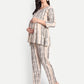 Beige printed Maternity & Nursing Co-ord set