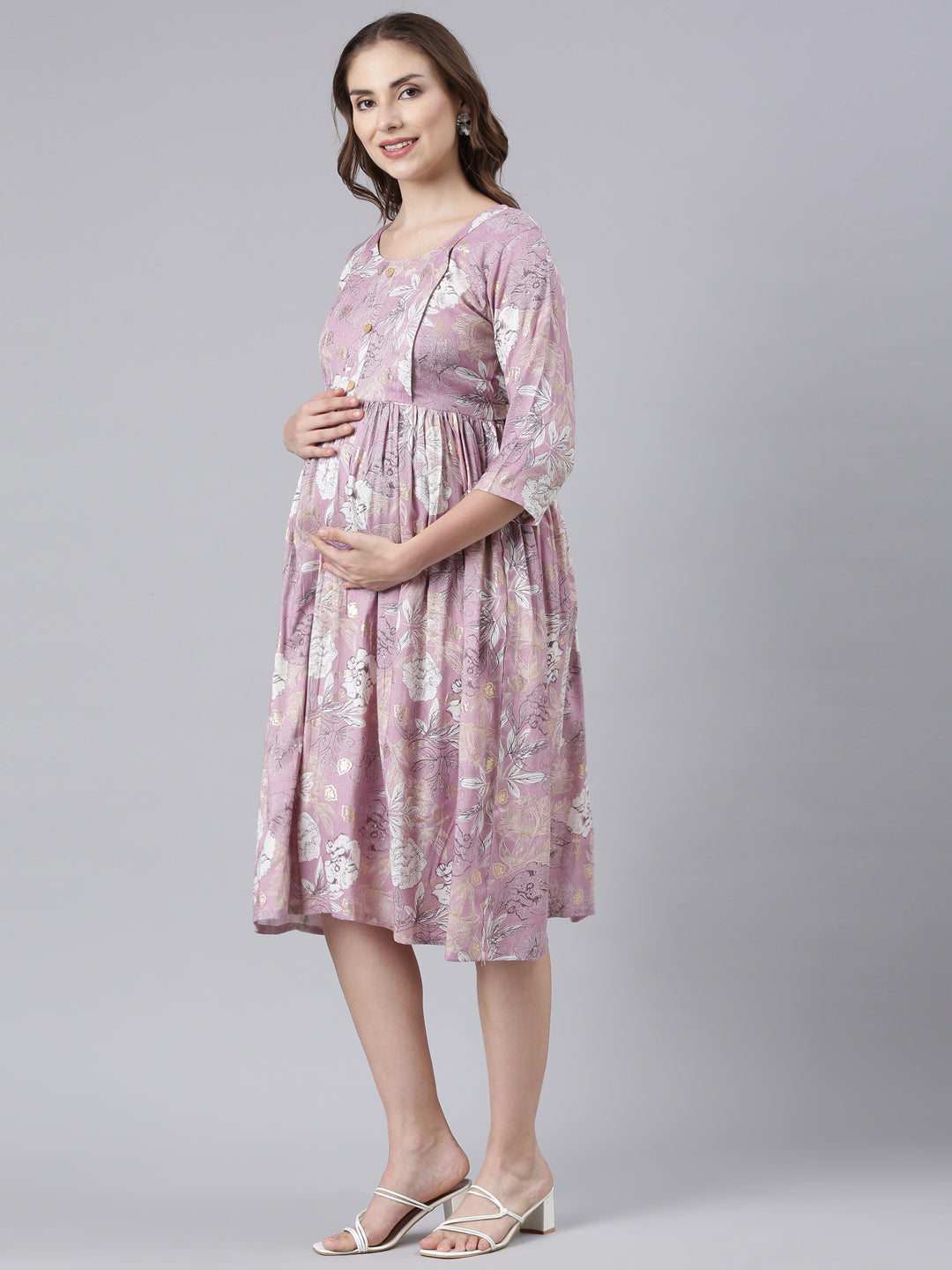Lilac Plum maternity and feeding dress