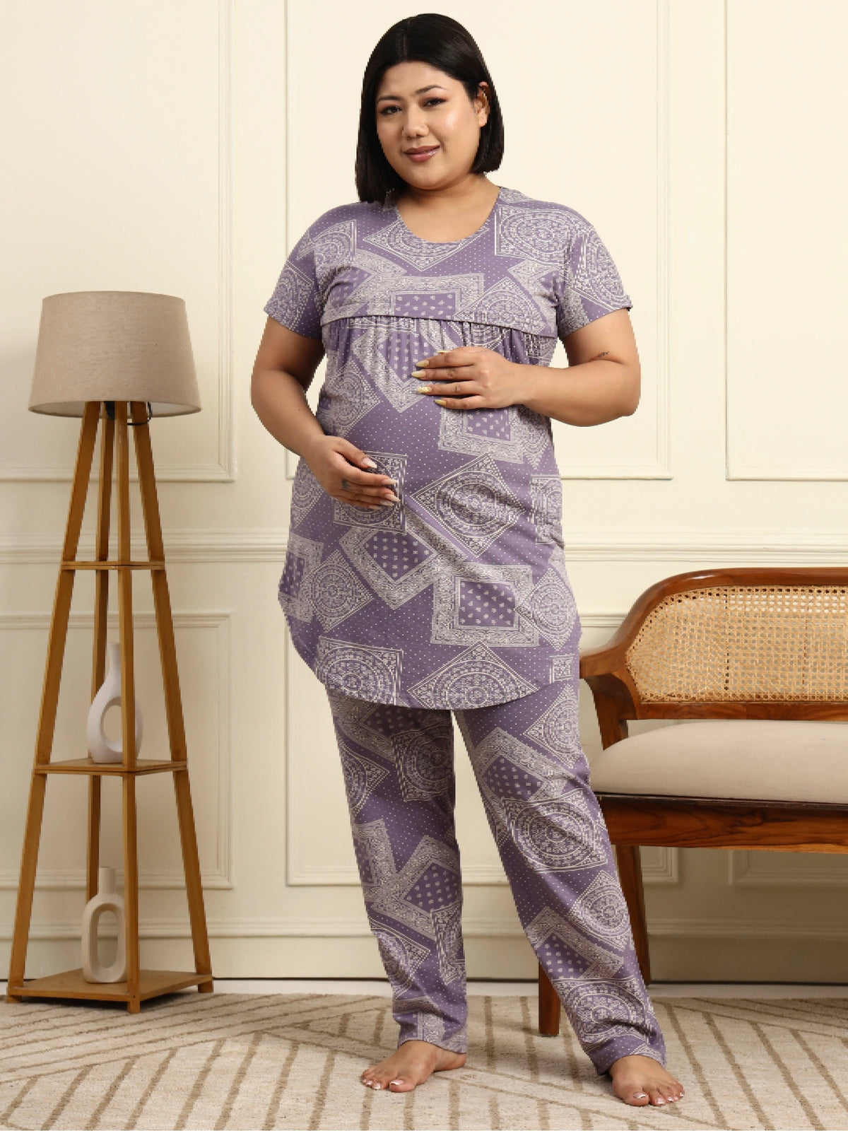 Paisley Lavender Maternity Lounge Suit
