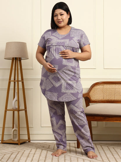 Paisley Lavender Maternity Lounge Suit