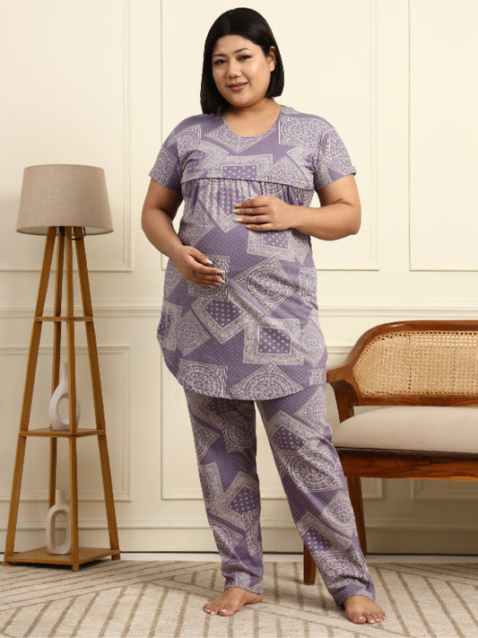 Paisley Lavender Maternity Lounge Suit