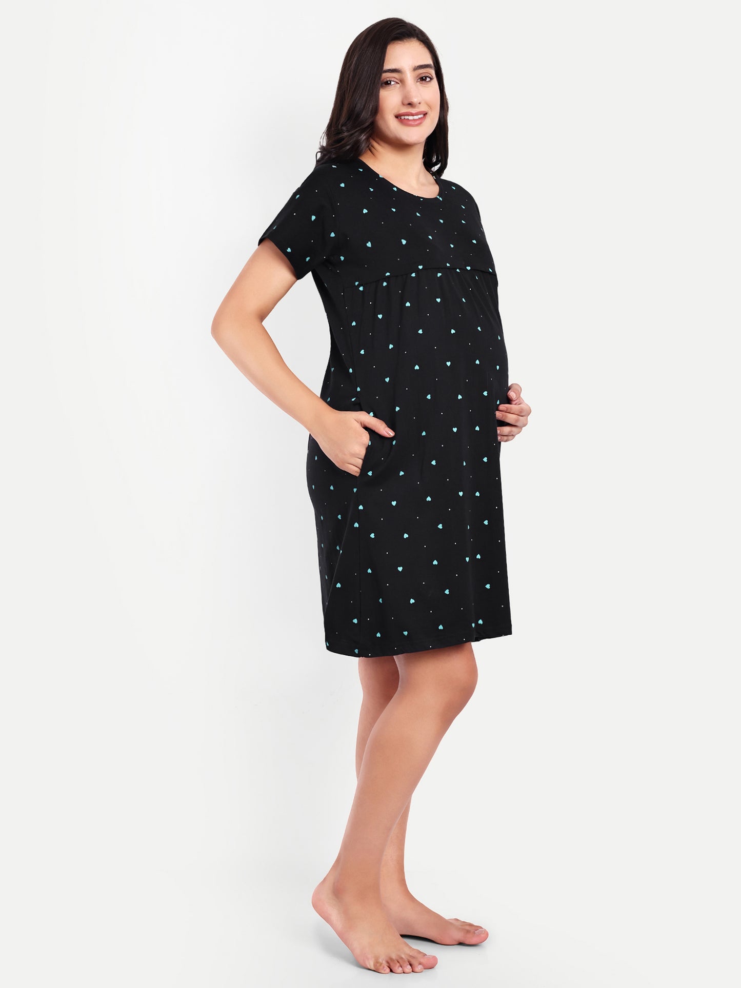 Charcoal Feelfree Maternity and Nursing Short Nighty