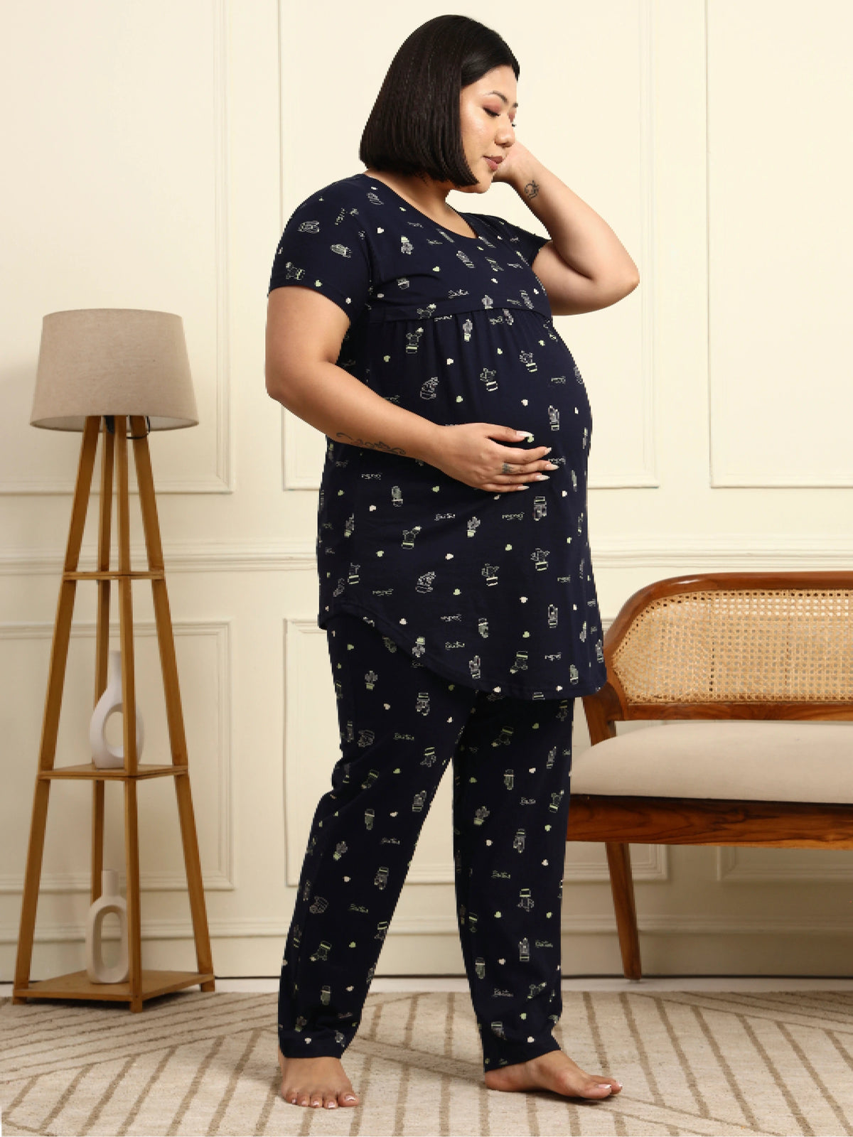 Heart scatter print Maternity Lounge Suit