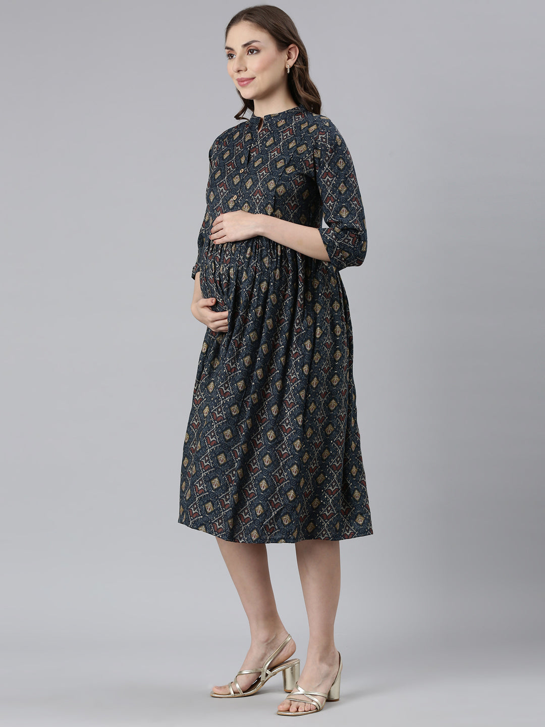 Navy hazel maternity and feeding dress