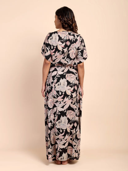 Grey Blossom Maternity and Nursing Kaftaan
