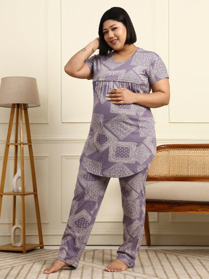 Paisley Lavender Maternity Lounge Suit