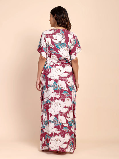 Red Blossom Maternity and Nursing Kaftaan