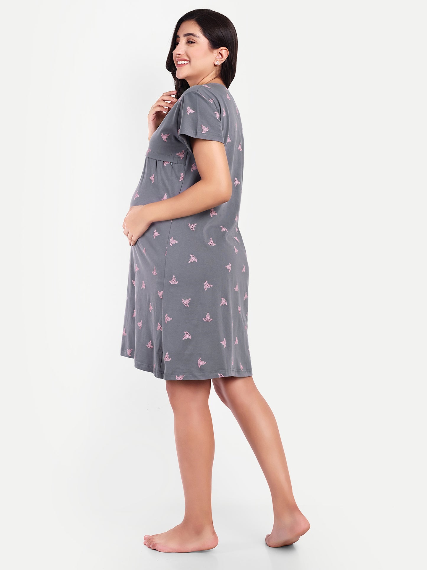 Grey Attire Maternity and Nursing lounge Short Nighty