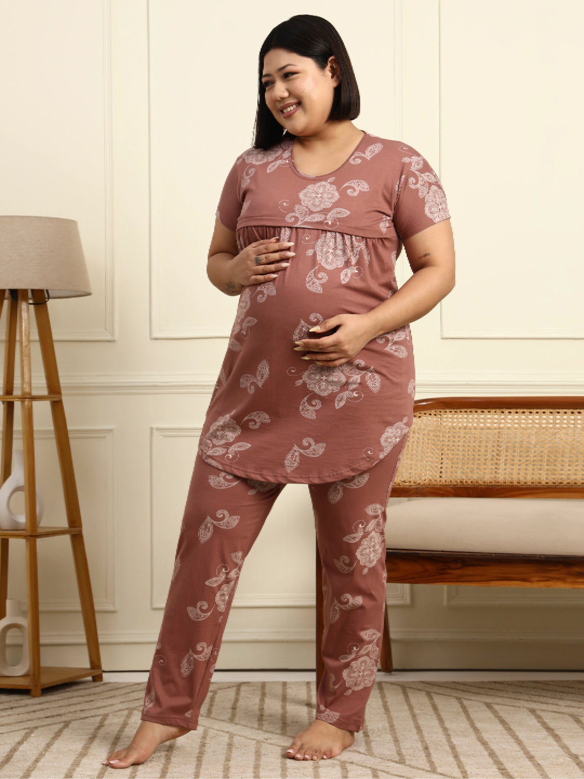 Motif Dusty rose Maternity Lounge Suit