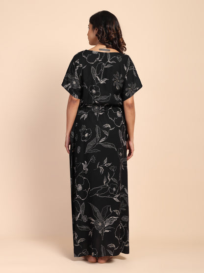 Midnight Black Maternity & Nursing Kaftaan