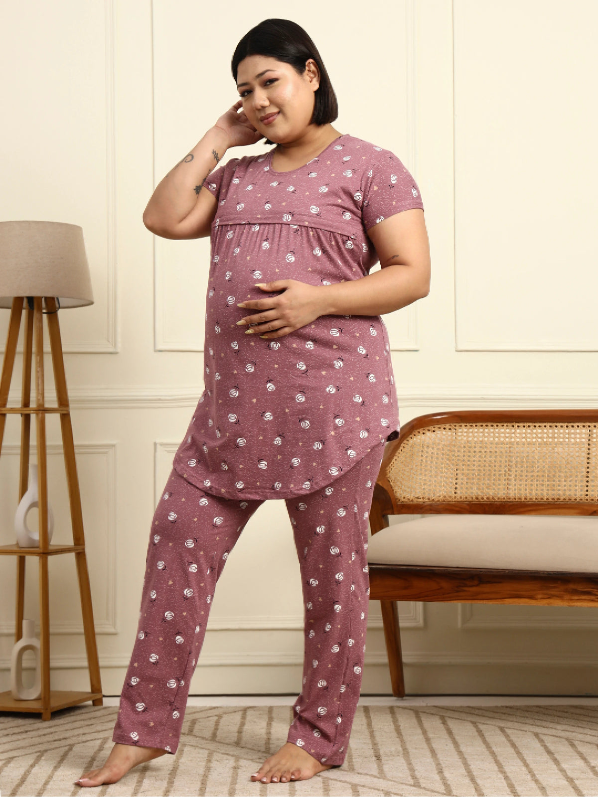 Dusty mauve Maternity Lounge Suit