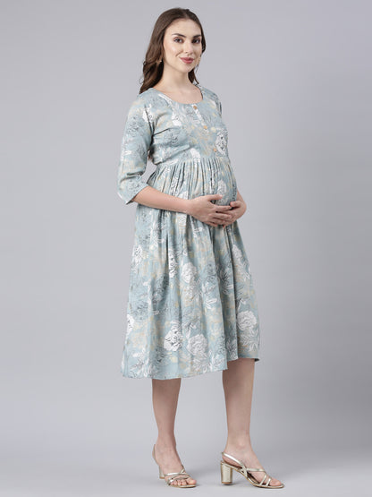 icy blue maternity and feeding dress